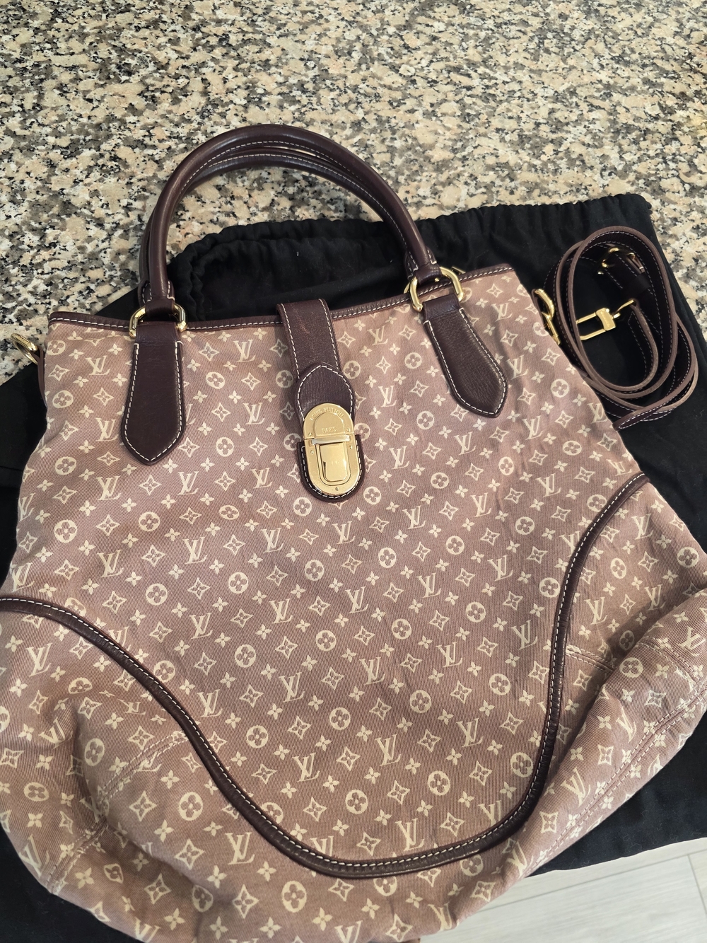 Louis Vuitton Pink Monogram Canvas Satchel with Dark Brown Trim